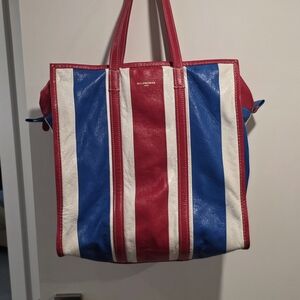 Balenciaga Bazar Shopper Tote In Red, Blue & White
